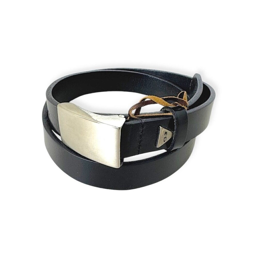 Vintage Guess Black Leather 90s Y2K Minimalist Belt Made in USA Size L